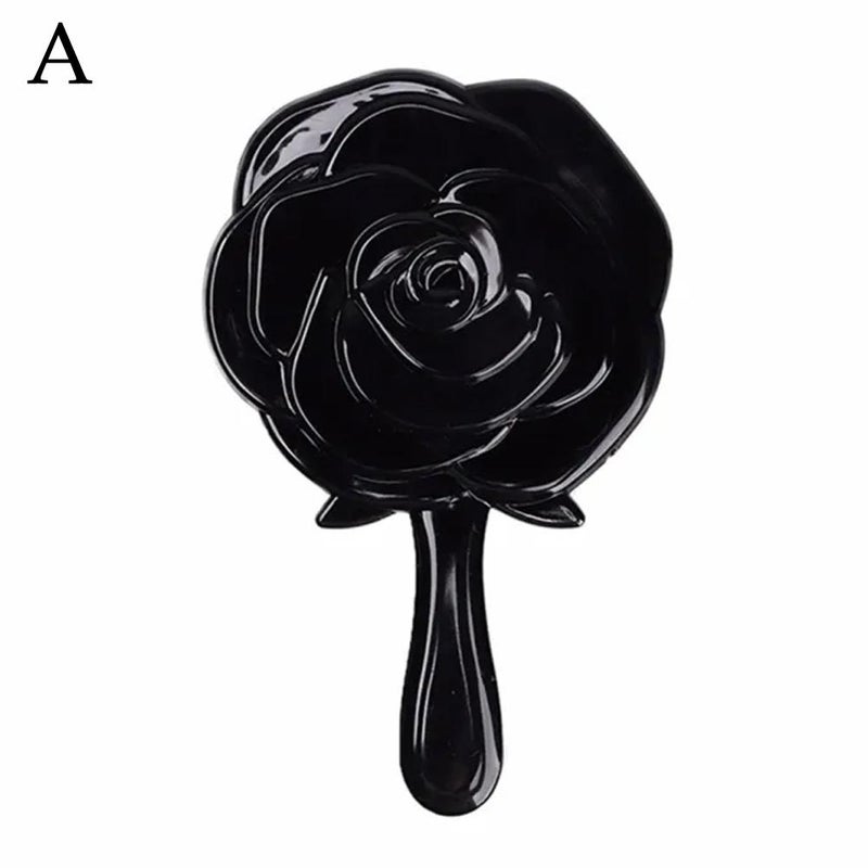 European retro rose flower small mirror, creative plastic mirror, beauty dressing mirror, makeup handle mirror, portable mirror